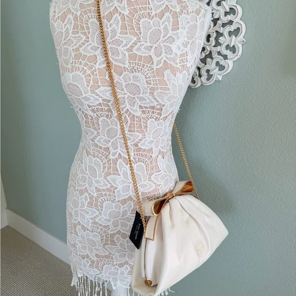 NWT Kate Spade Ivory Cream Bow Frame Clutch - Picture 8 of 9